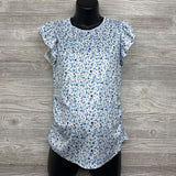 Flutter Sleeve Ribbed Shirt Flowers Large