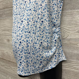 Flutter Sleeve Ribbed Shirt Flowers Large