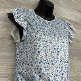 Flutter Sleeve Ribbed Shirt Flowers Large