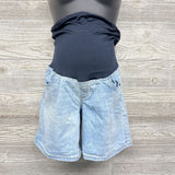 Cross Panel Denim Midi Shorts 8/Medium