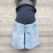 Cross Panel Denim Midi Shorts 8/Medium