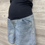Cross Panel Denim Midi Shorts 8/Medium
