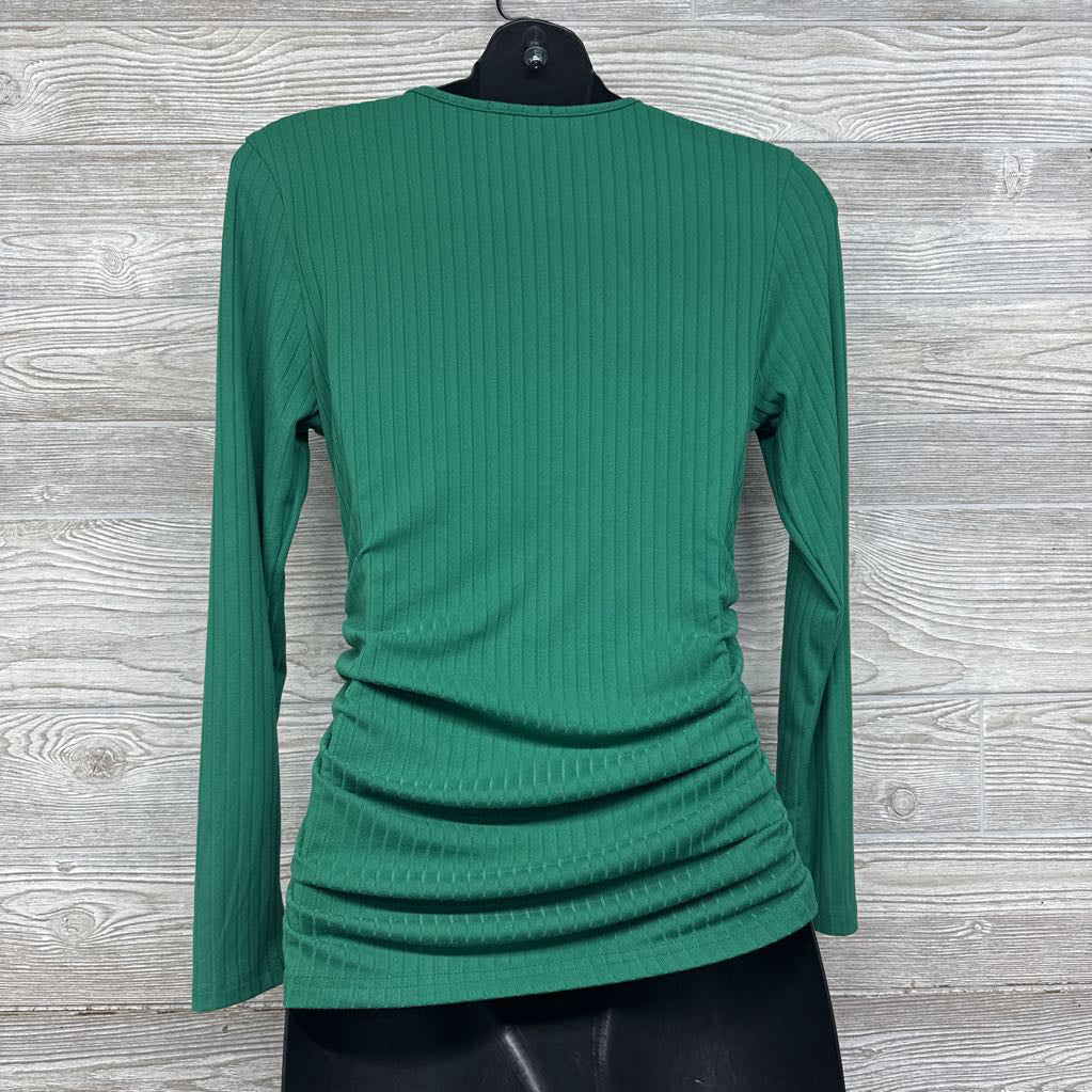 LS Ruched Shirt Small Ribbed Large
