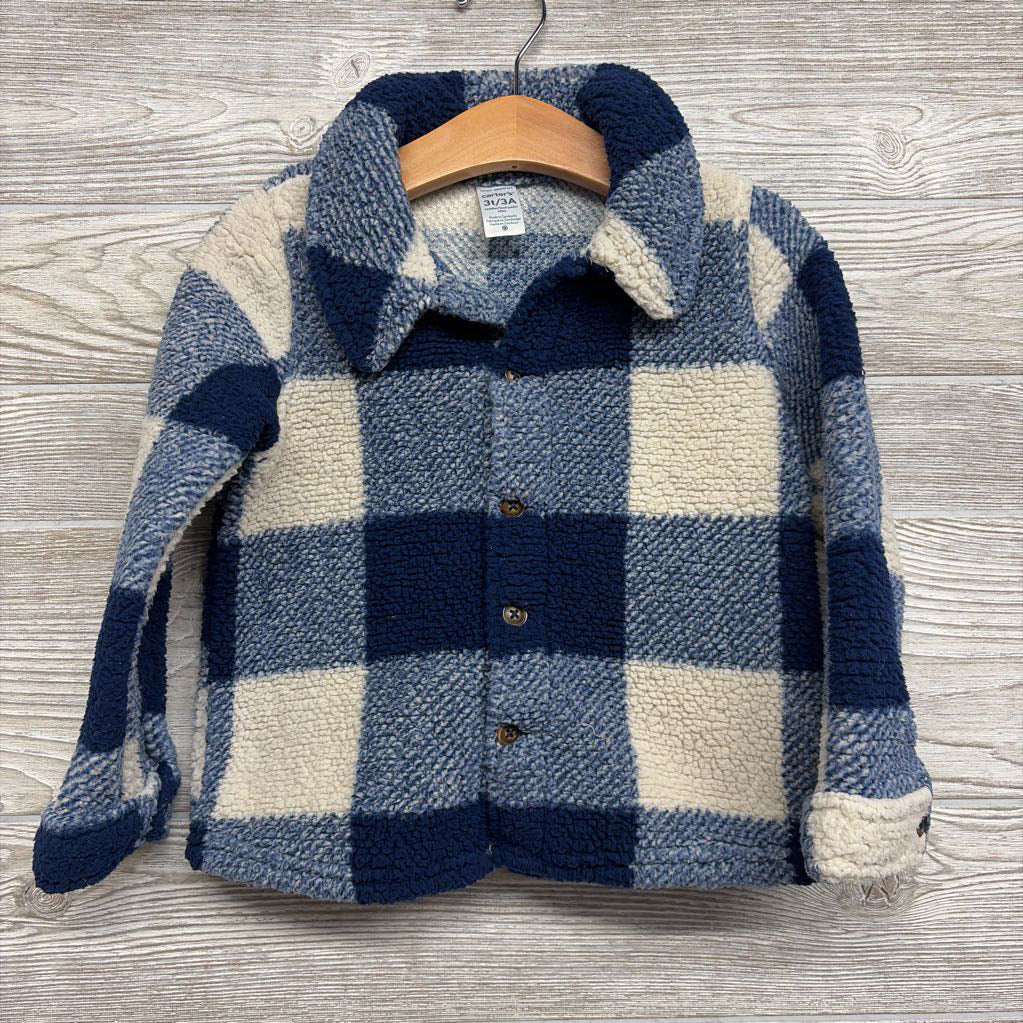 Sherpa Gingham Button Up Shirt 3t