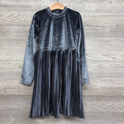 Velour LS Dress W/ Pleated Skirt 7-8