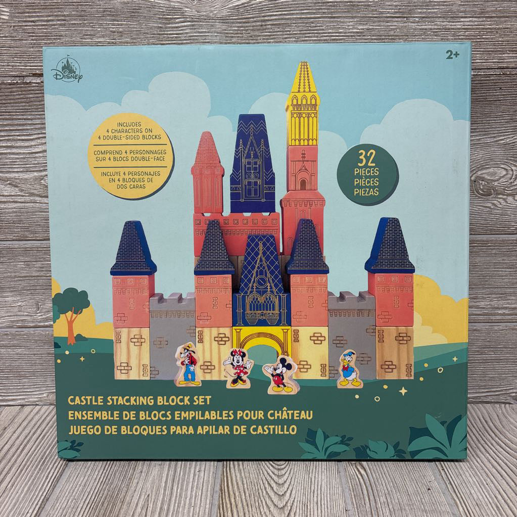 NEW 32 Pc Mickey Mouse Castle Stacking Block Set