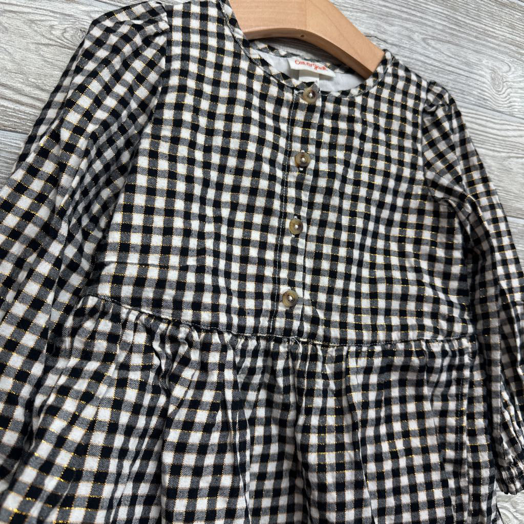 LS Button Up Dress Gingham 3T