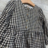 LS Button Up Dress Gingham 3T