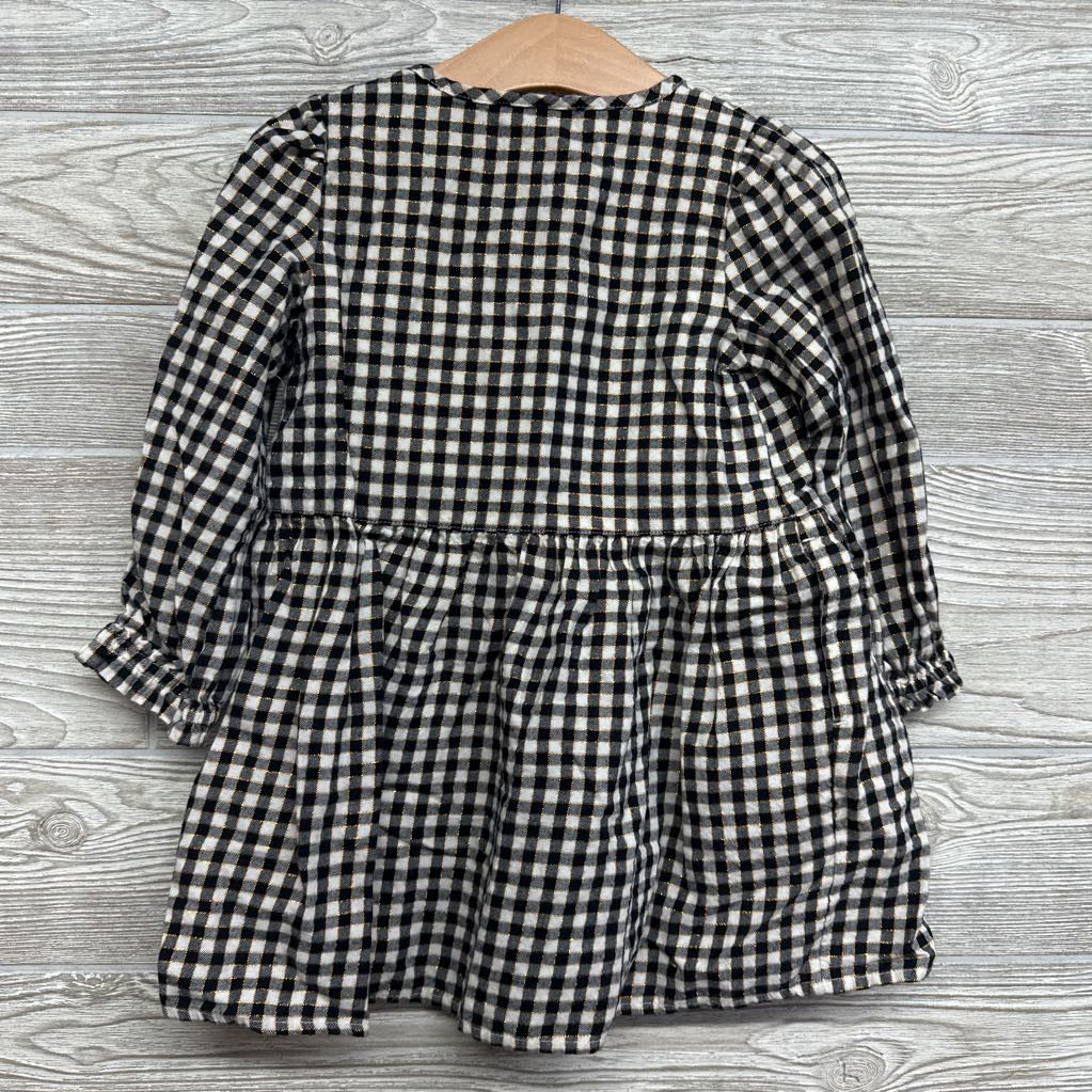 LS Button Up Dress Gingham 3T