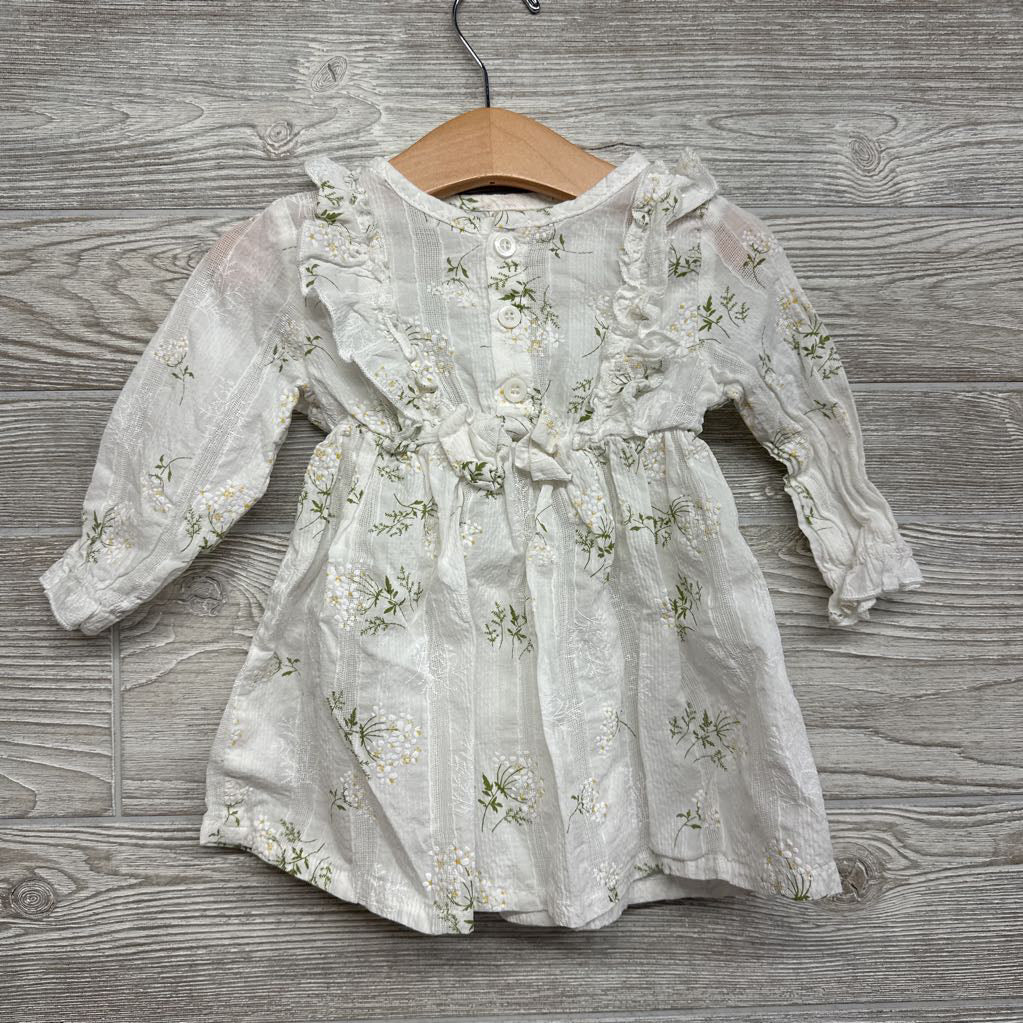 LS Dress Flowers Bow 9-12M