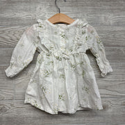 LS Dress Flowers Bow 9-12M