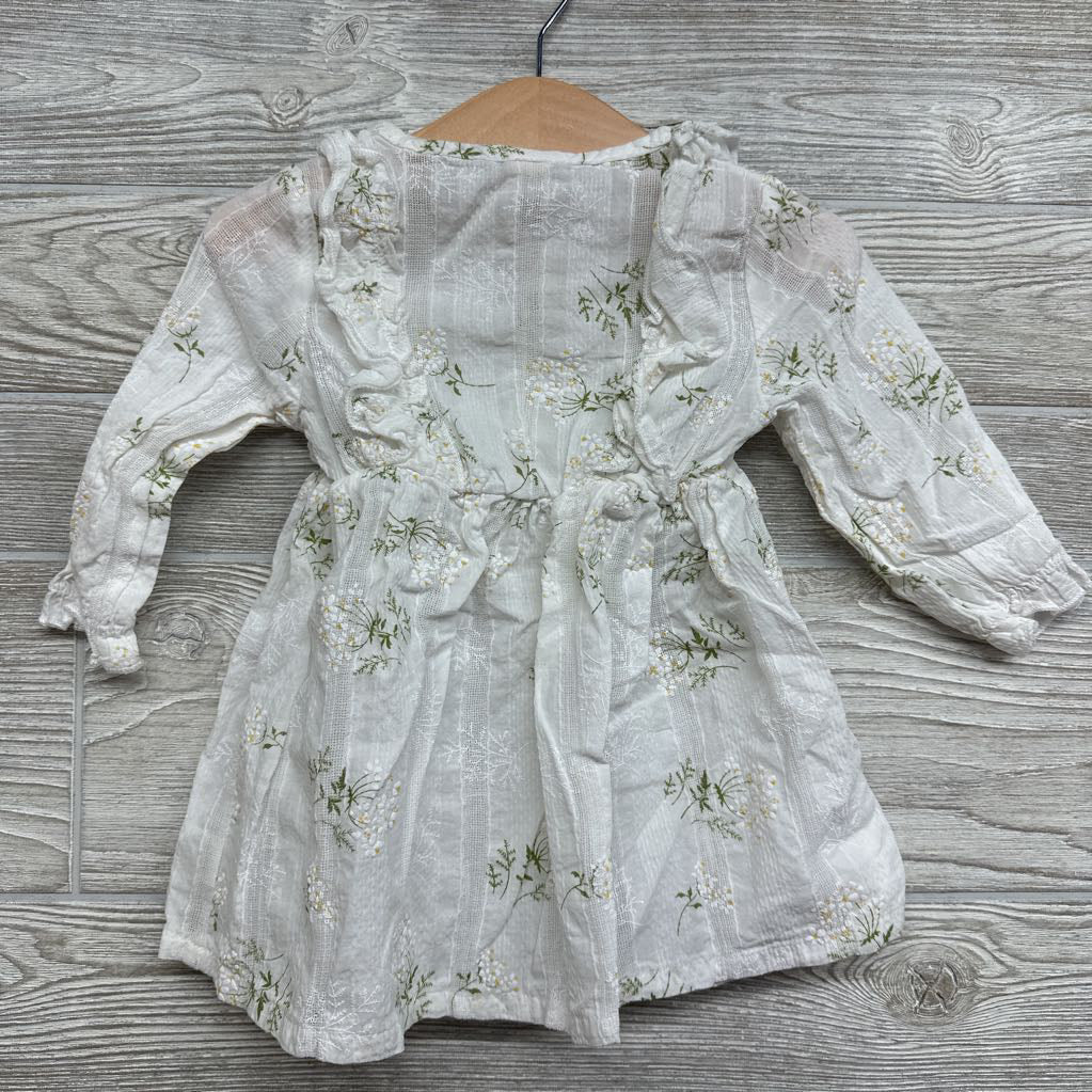 LS Dress Flowers Bow 9-12M