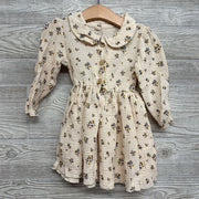 LS Button Up Gauze Dress Flowers 3T