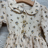 LS Button Up Gauze Dress Flowers 3T