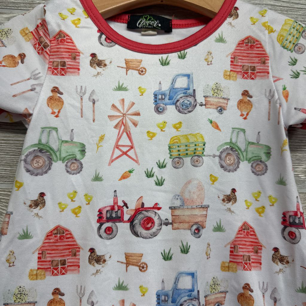 Shorty Romper Farm Tractors 12-24M