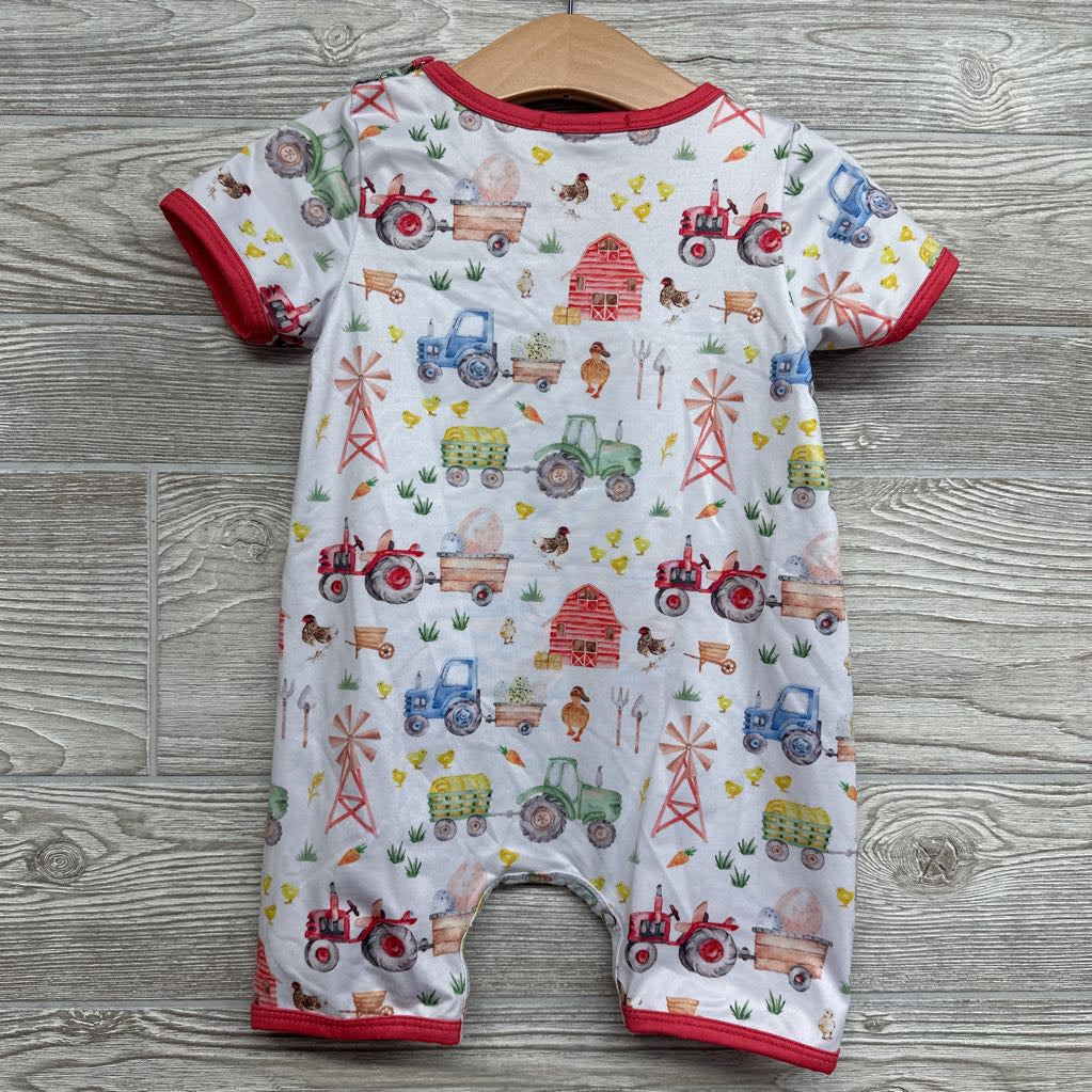 Shorty Romper Farm Tractors 12-24M
