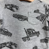 LS Waffle Knit Shirt Cars Chest Pocket 12M