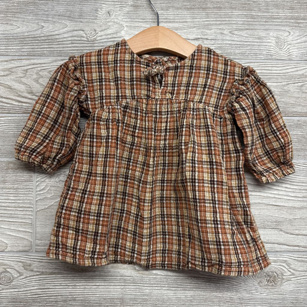 LS Gauze Dress Plaid 12-18M