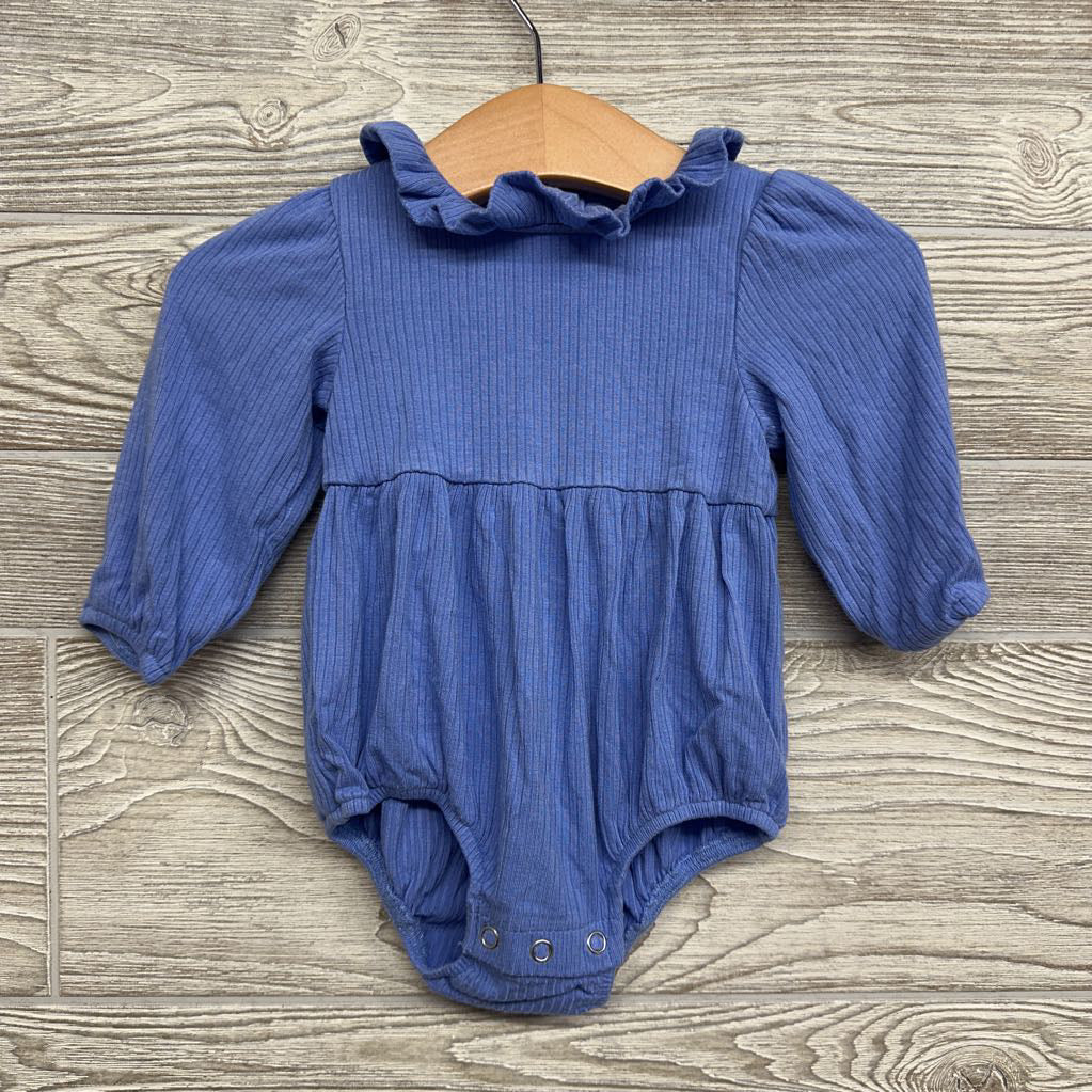 LS Ribbed Bamboo Ruffle Collar Romper 3-6M