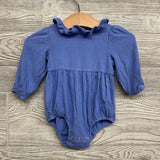 LS Ribbed Bamboo Ruffle Collar Romper 3-6M