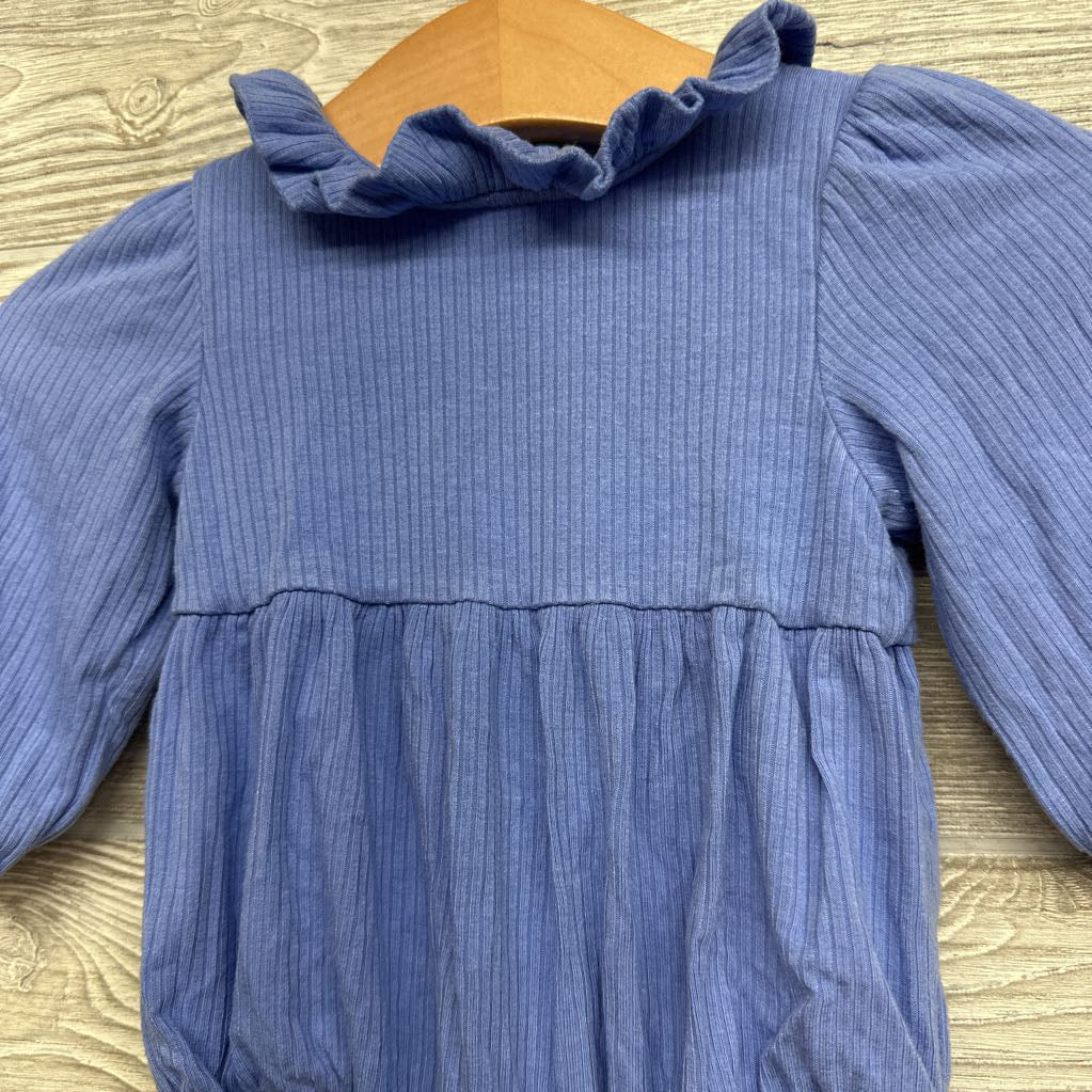LS Ribbed Bamboo Ruffle Collar Romper 3-6M