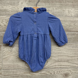 LS Ribbed Bamboo Ruffle Collar Romper 3-6M