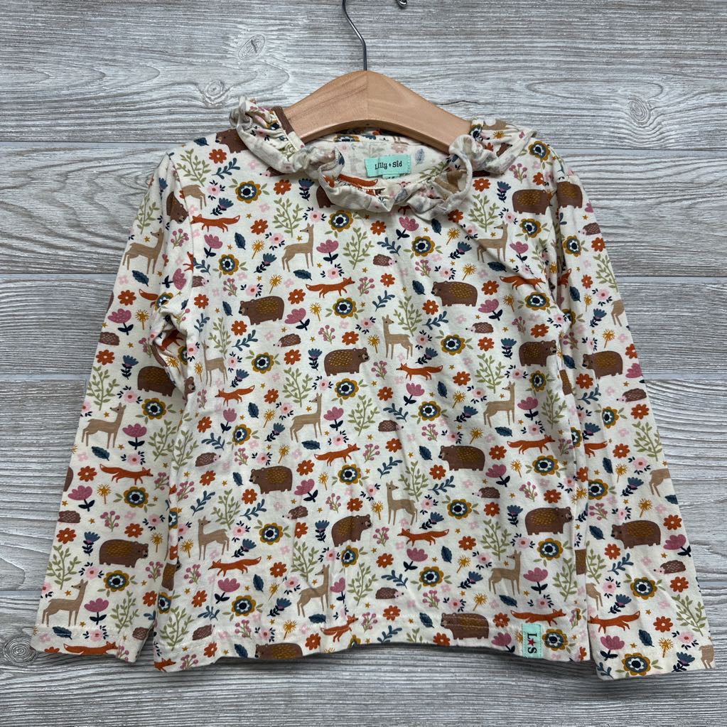 LS Shirt Ruffles Flowers & Animals 4-5