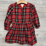 LS Button Up Plaid Dress 3T