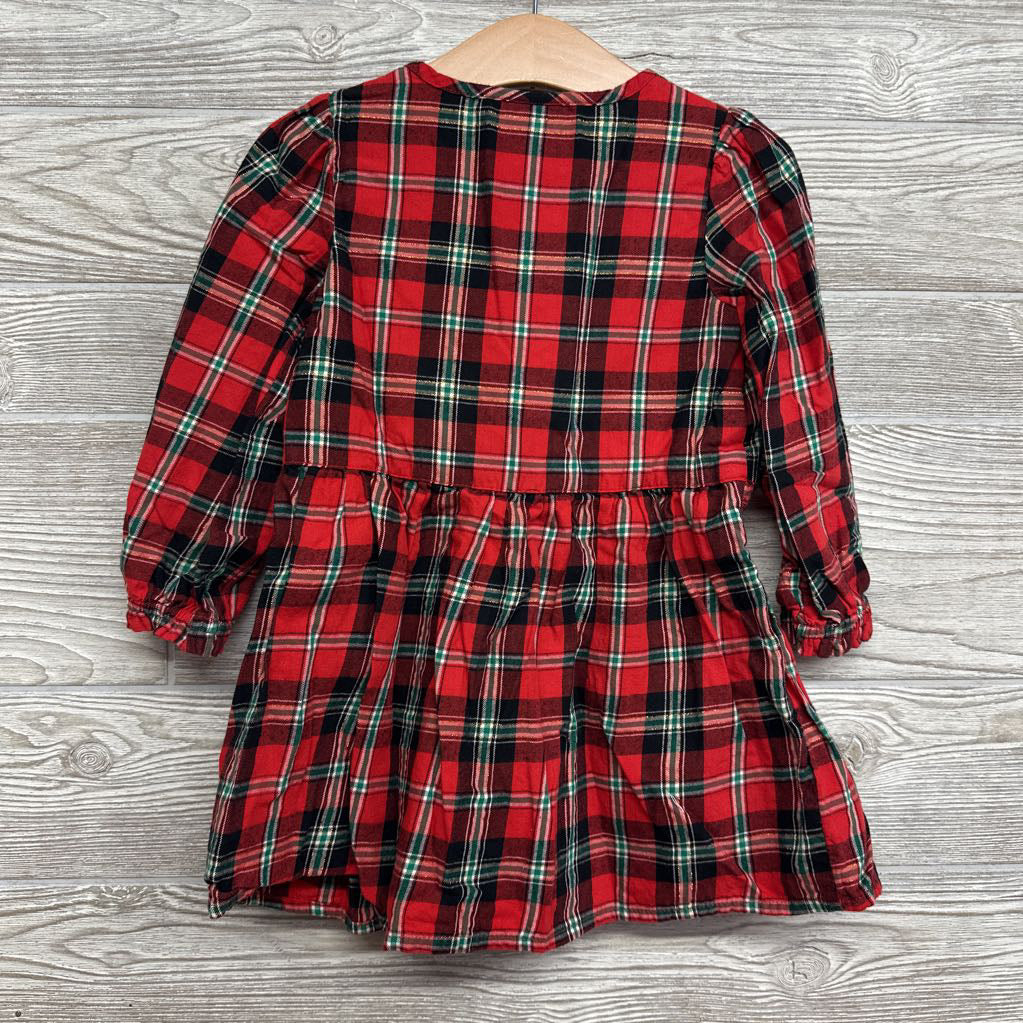 LS Button Up Plaid Dress 3T