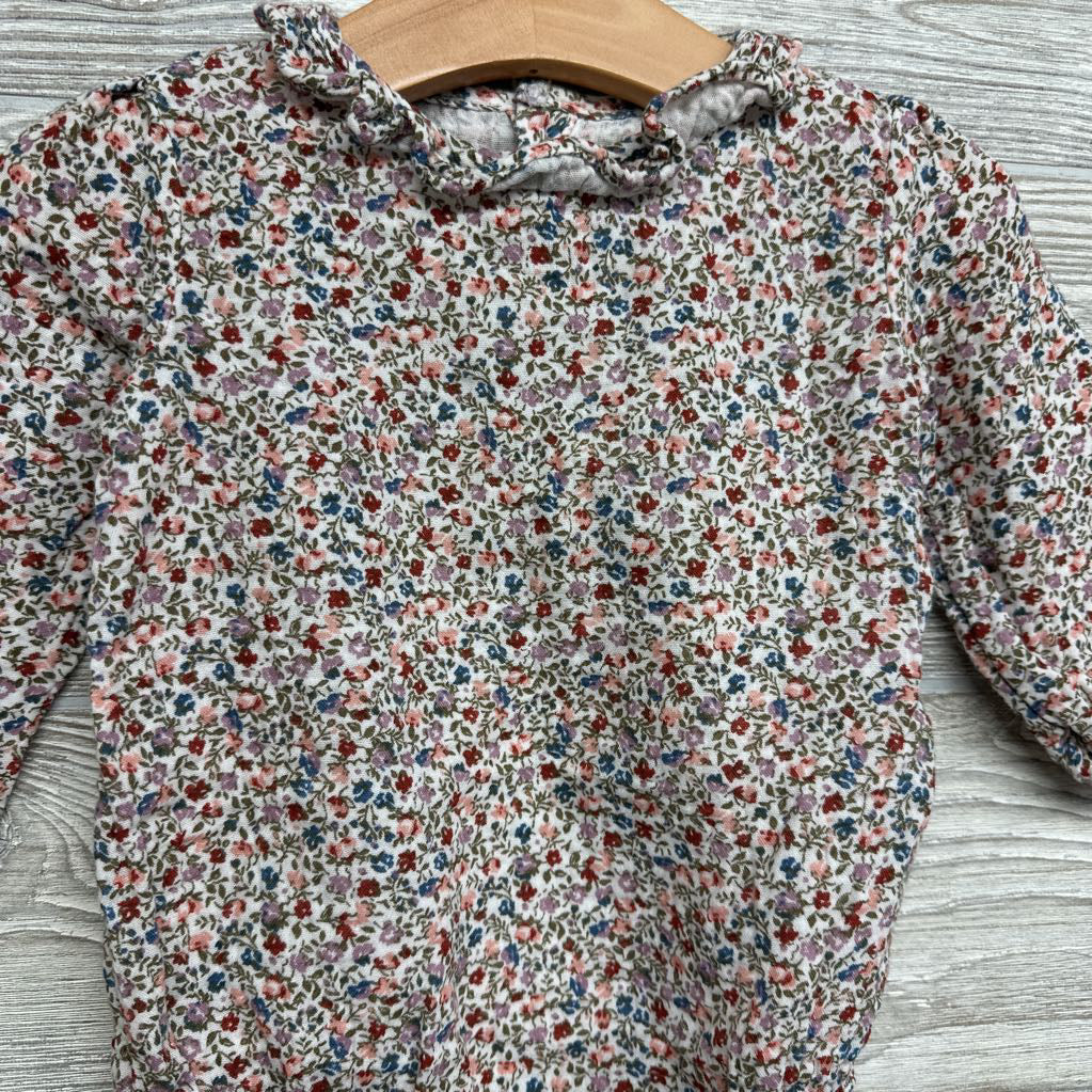 Linen Bodysuit Flowers Ruffles 12M