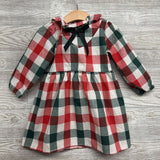 LS Plaid Dress Bow 3T