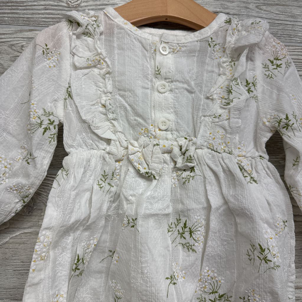 LS Dress Flowers Ruffle 2T
