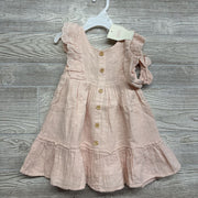 NEW Gauze Button Up Dress Eyelet Flutter W/ Headwrap 3T