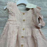NEW Gauze Button Up Dress Eyelet Flutter W/ Headwrap 3T