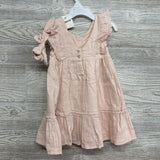 NEW Gauze Button Up Dress Eyelet Flutter W/ Headwrap 3T