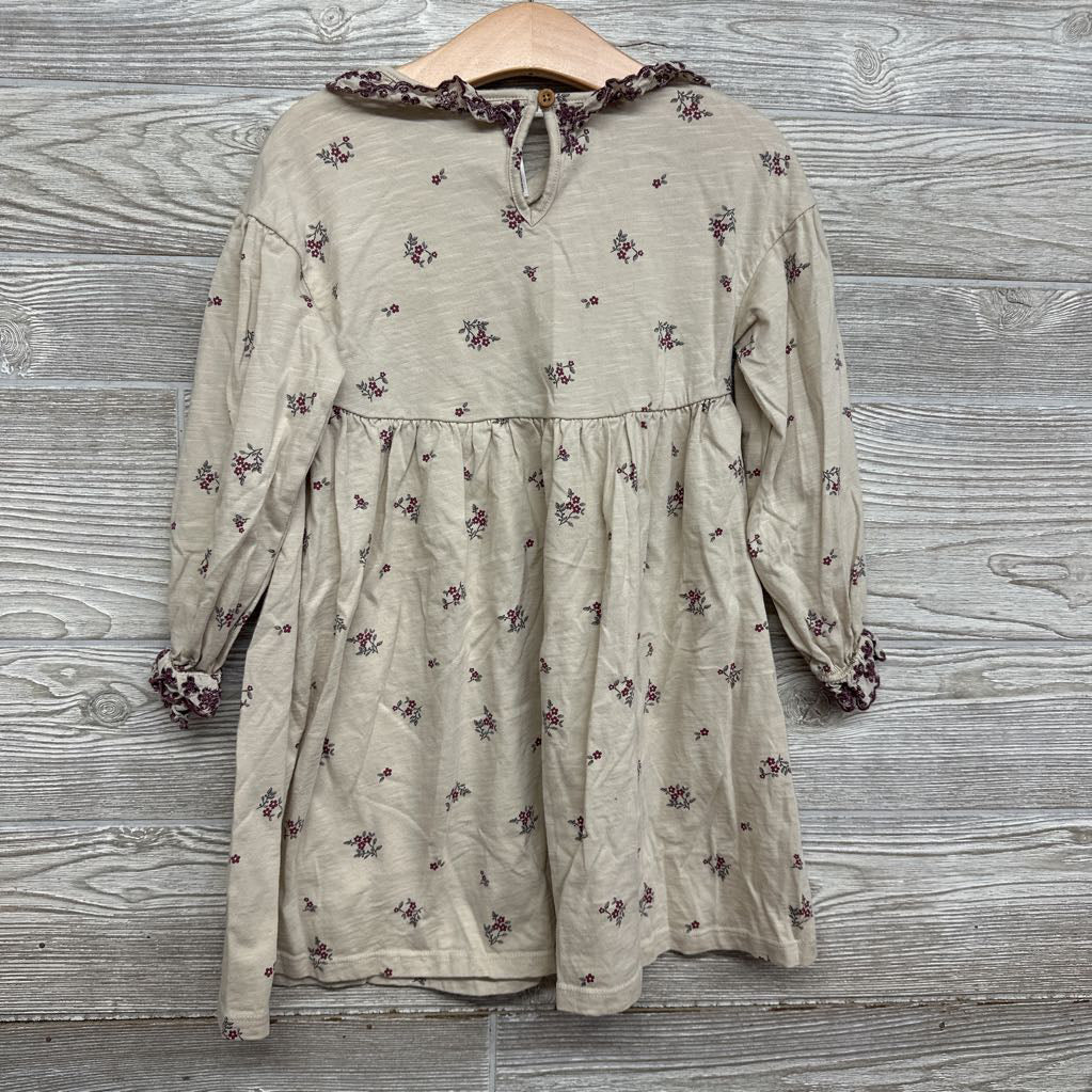 LS Collared Dress Flowers 4T