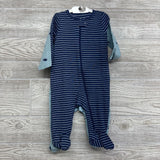 NEW 2 Pk Sleepers Whales & Stripes 6M