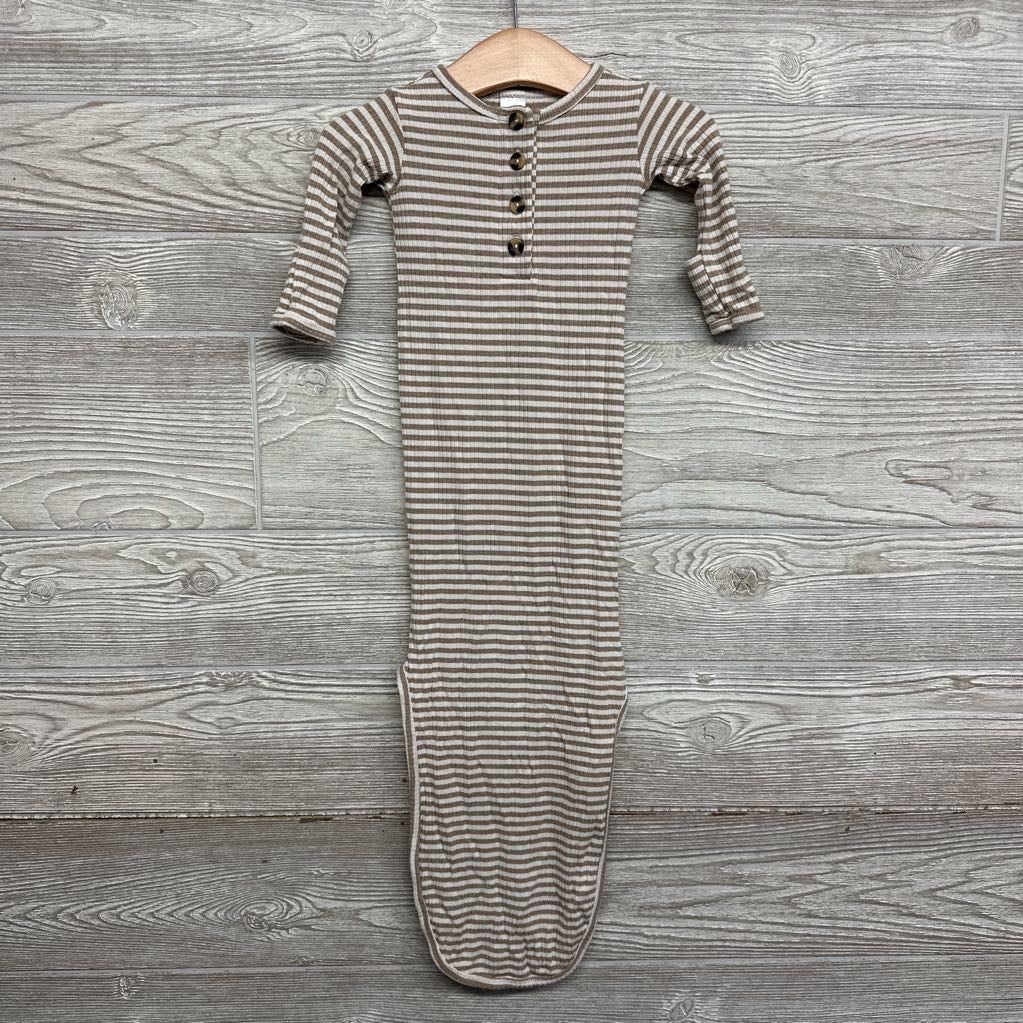 Henley Ribbed Gown Stripes Nb