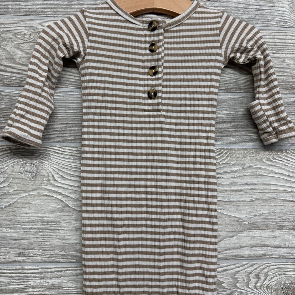 Henley Ribbed Gown Stripes Nb