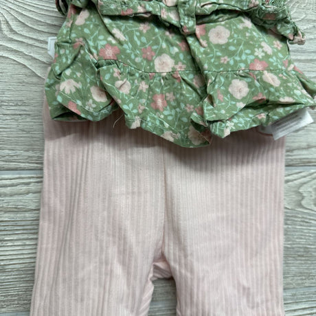 NEW Smocked Shirt Flowers & Ribbed Bike Shorts W/ Headwrap 2T