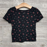 Ribbed Lettuce Trim Shirt Flowers 6-6x