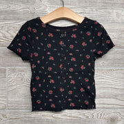 Ribbed Lettuce Trim Shirt Flowers 6-6x