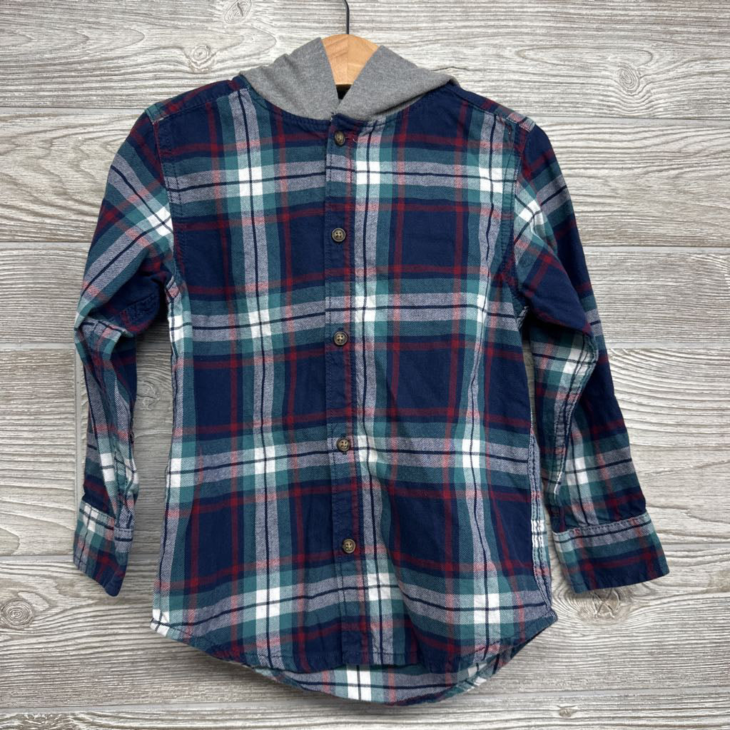 LS Plaid Button Up Shirt W/ Hood 4