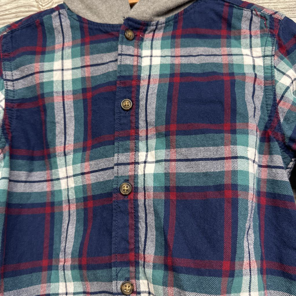 LS Plaid Button Up Shirt W/ Hood 4