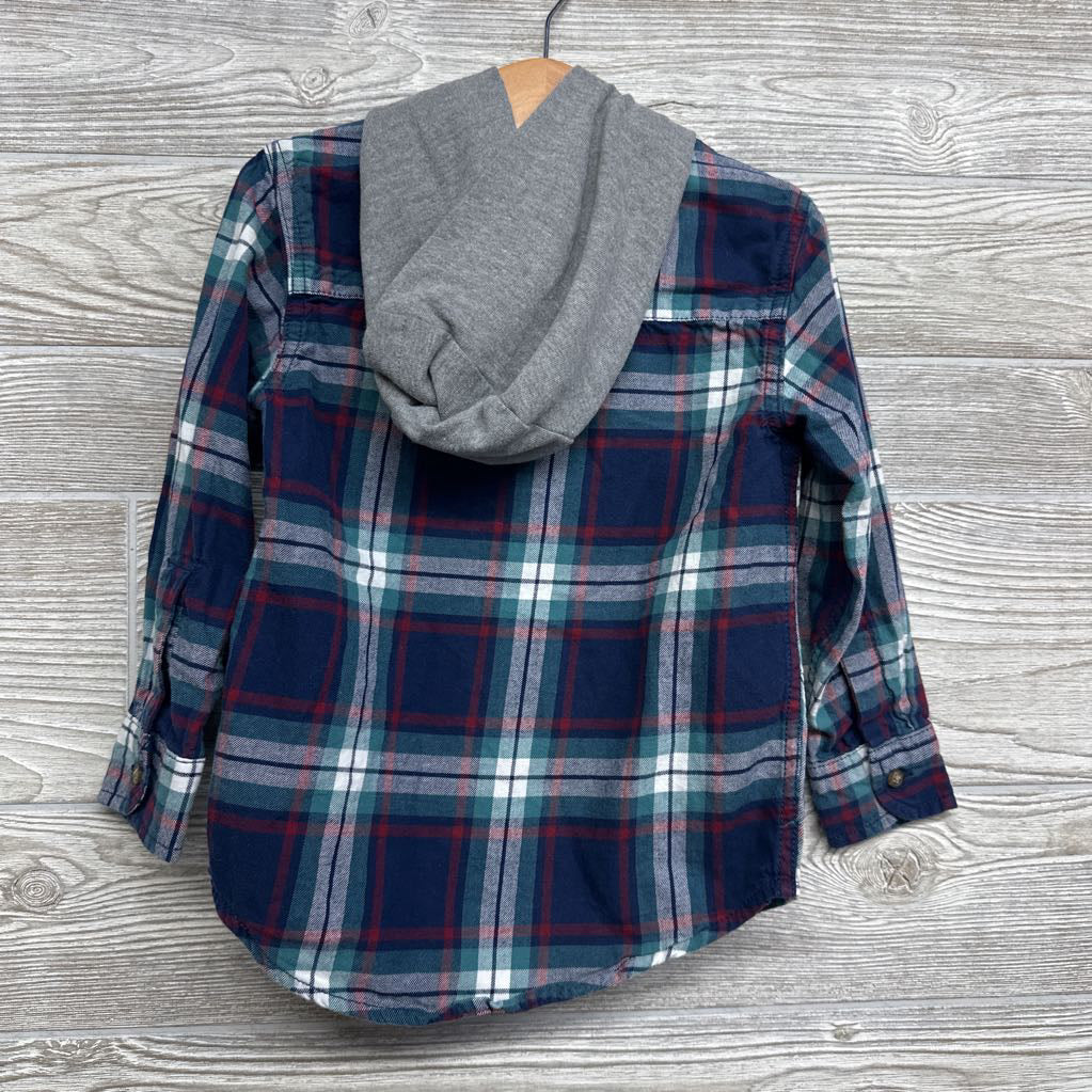 LS Plaid Button Up Shirt W/ Hood 4