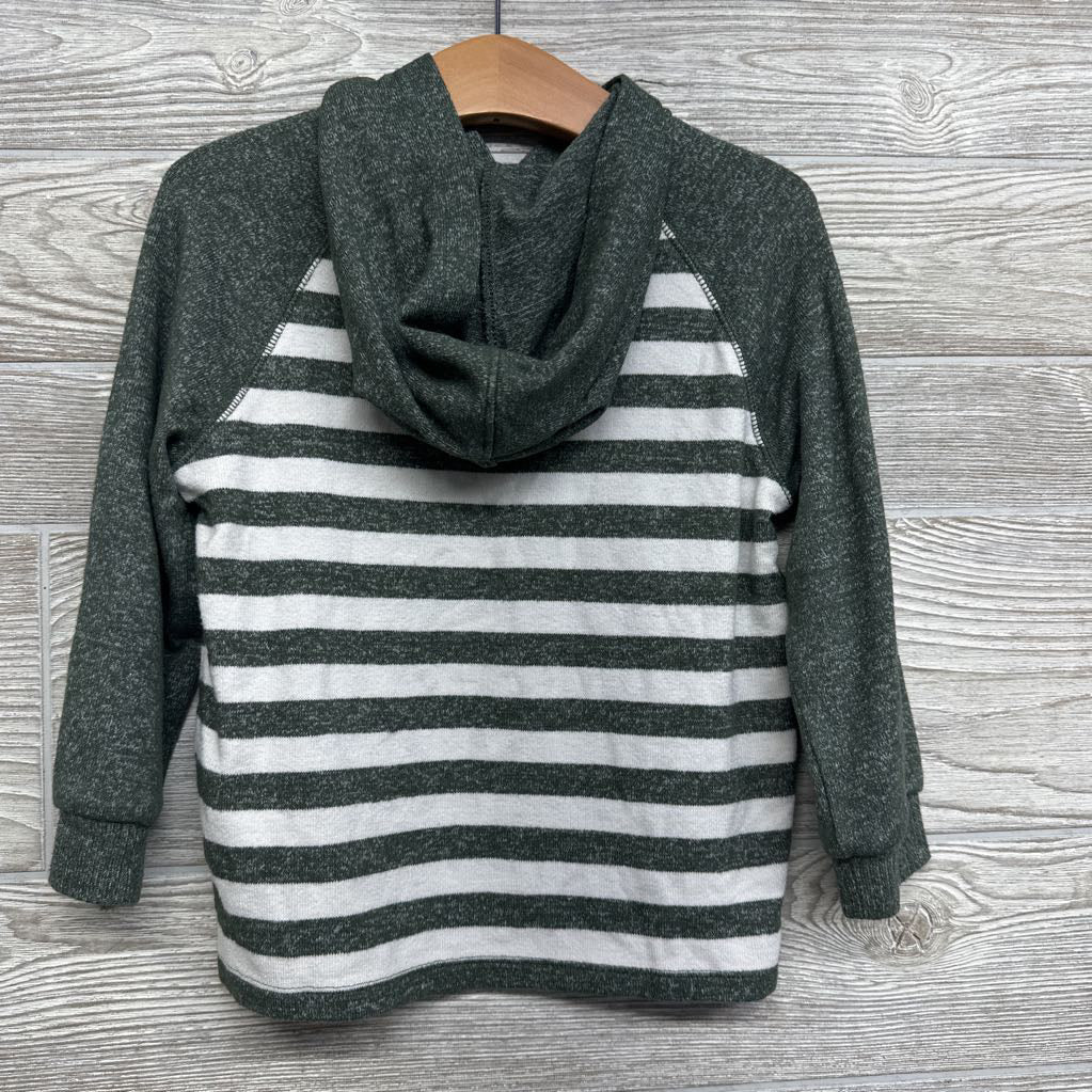 LS Hacci Henley Shirt W/ Hood Stripes 3T