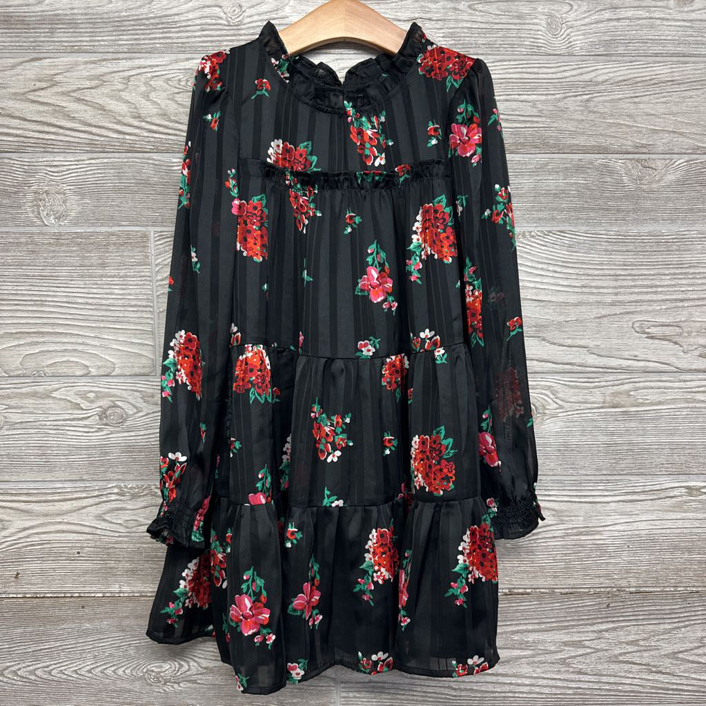 NEW LS Dress Flowers Stripes 6-7