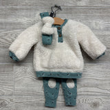 Sherpa Shirt, Ribbed Leggings Flowers & Headwrap 3-6M