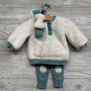 Sherpa Shirt, Ribbed Leggings Flowers & Headwrap 3-6M