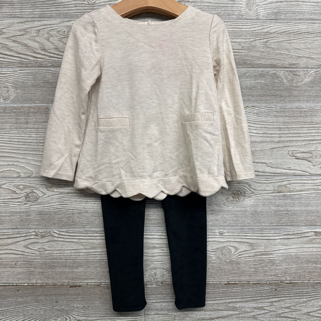 LS Scalloped Tunic & Velour Leggings 3T